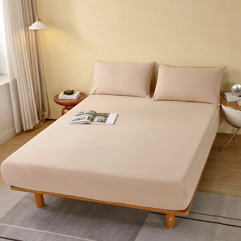 High-Quality Cotton Mattress Cover with Elastic Band, Monochromatic Bedsheet, Single, Double, Full, Queen Size, Fitted Sheet