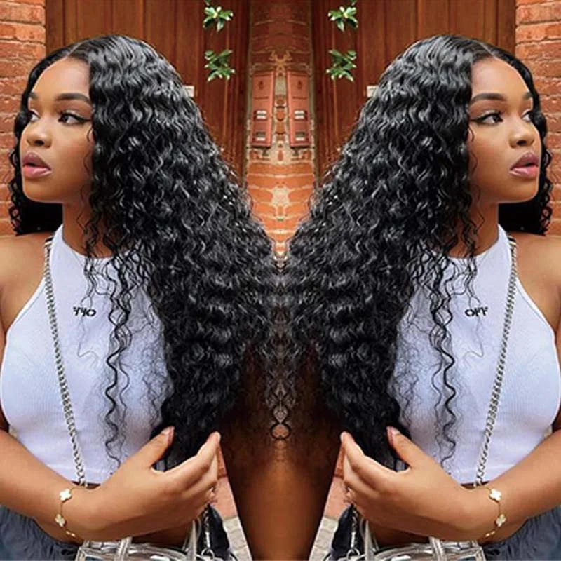 

Deep Wave Frontal Wig Brazilian human hair Curly Wigs 13x4 HD Skinlike Glueless Lace Front Wig 5x5 Closure Wigs for Women