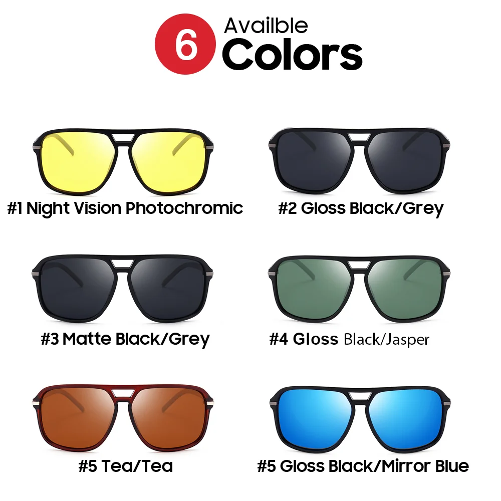 VIVIBEE Men Photochromic Night Vision Sunglasses Color Change Transition Yellow Big Sun Glasses Oversized Polarized_voghion.com