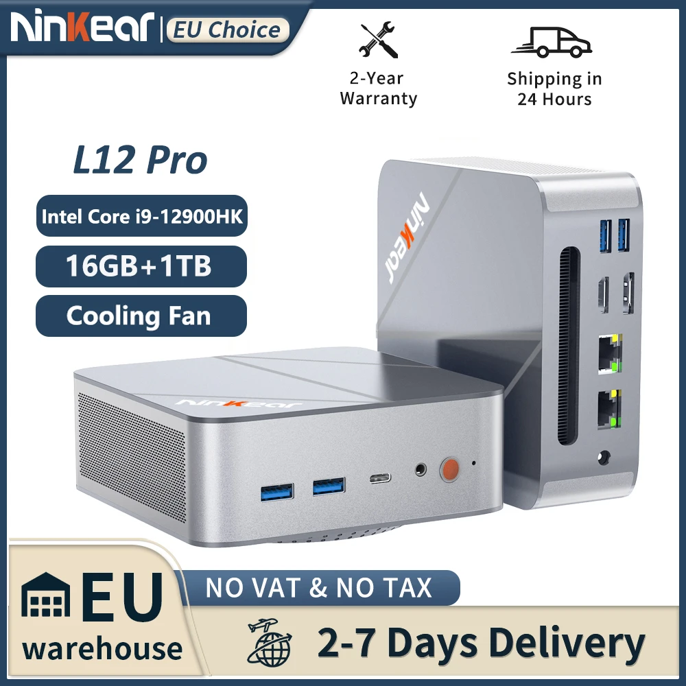 Ninkear L12 Pro Mini PC Intel i9 12900HK Windows 11 16GB DDR4 1TB SSD WiFi 6 PC BT5.2 Tri-Display Desktop Computer da gioco per ufficio