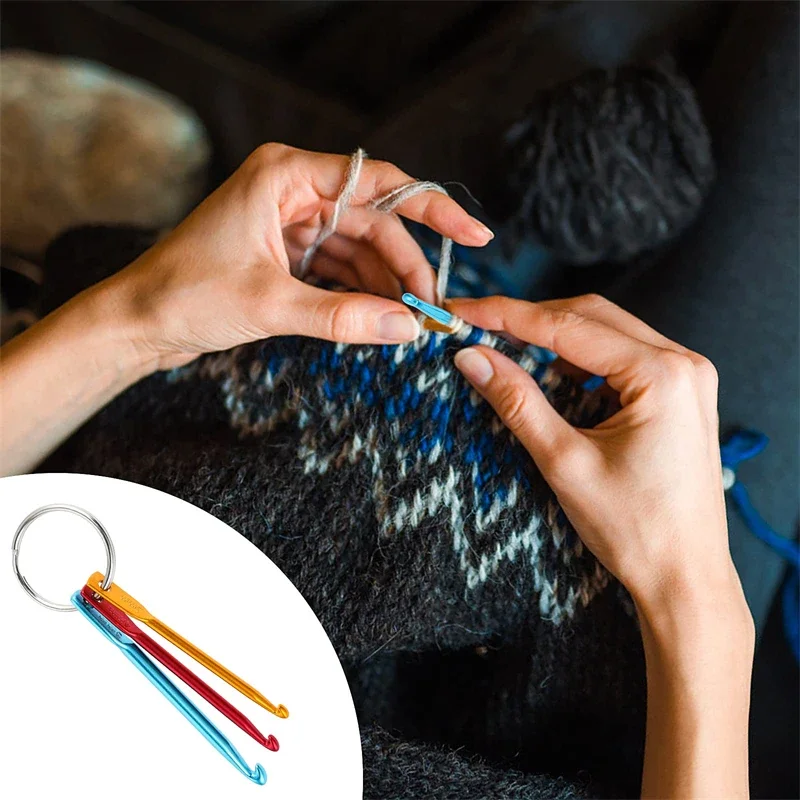 3pcs Crochet Hook Keychain 3/4/5mm Portable Crochet Keychains Kit DIY Crafts Knitting Needle Tools Single Head Sweater Needle crochet hooks crochet kit knitting supplies knitting needles