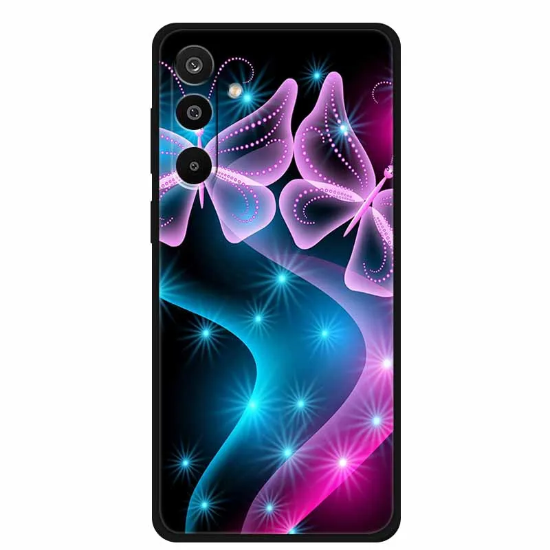 Floral Printed Silicone Phone Case - Black TPU Cover