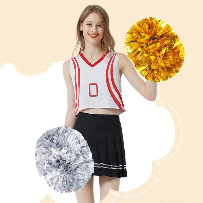 2pcs Cheerleading Pom Poms Game Club Competition Cheering Ball Flower Sports Match Vocal Dance Party Concert Come On Props