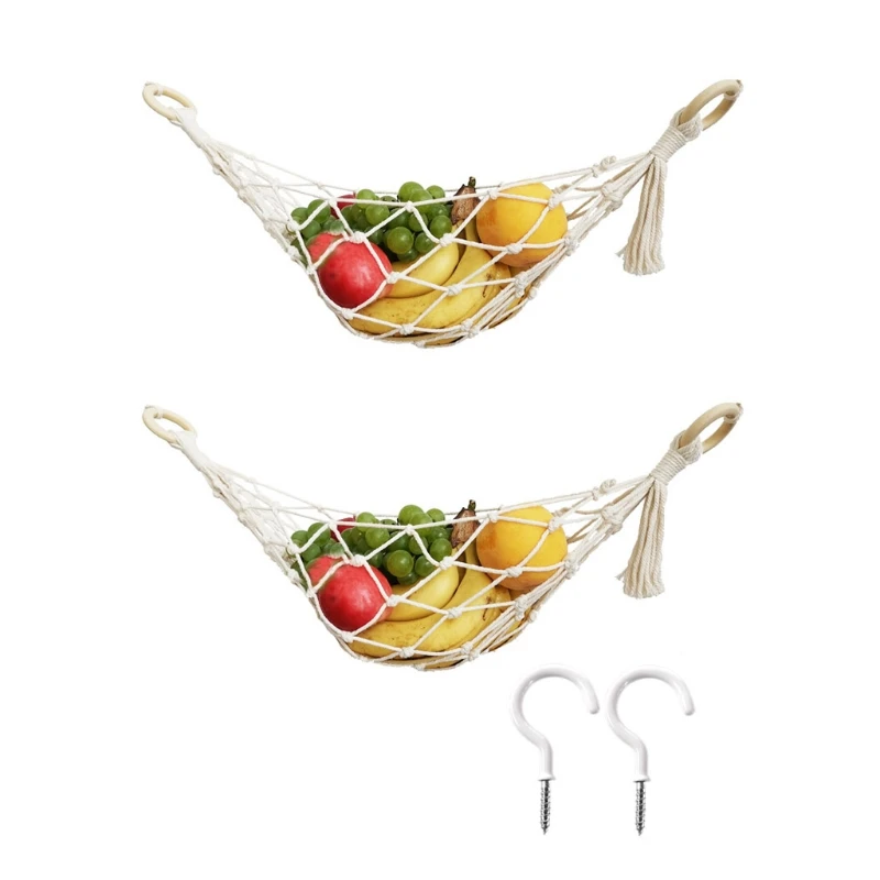 Hanging Fruit Hammock for Kitchen Under Macrame Fruit Basket