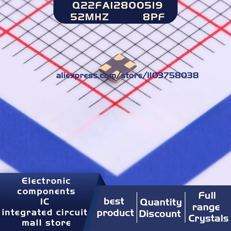 50개/묶음 Q22FA12800519 FA-128 52MHZ ±10ppm 8pF 2016 4P 크리스탈 발진기 공진기 4-SMD 재고 있음