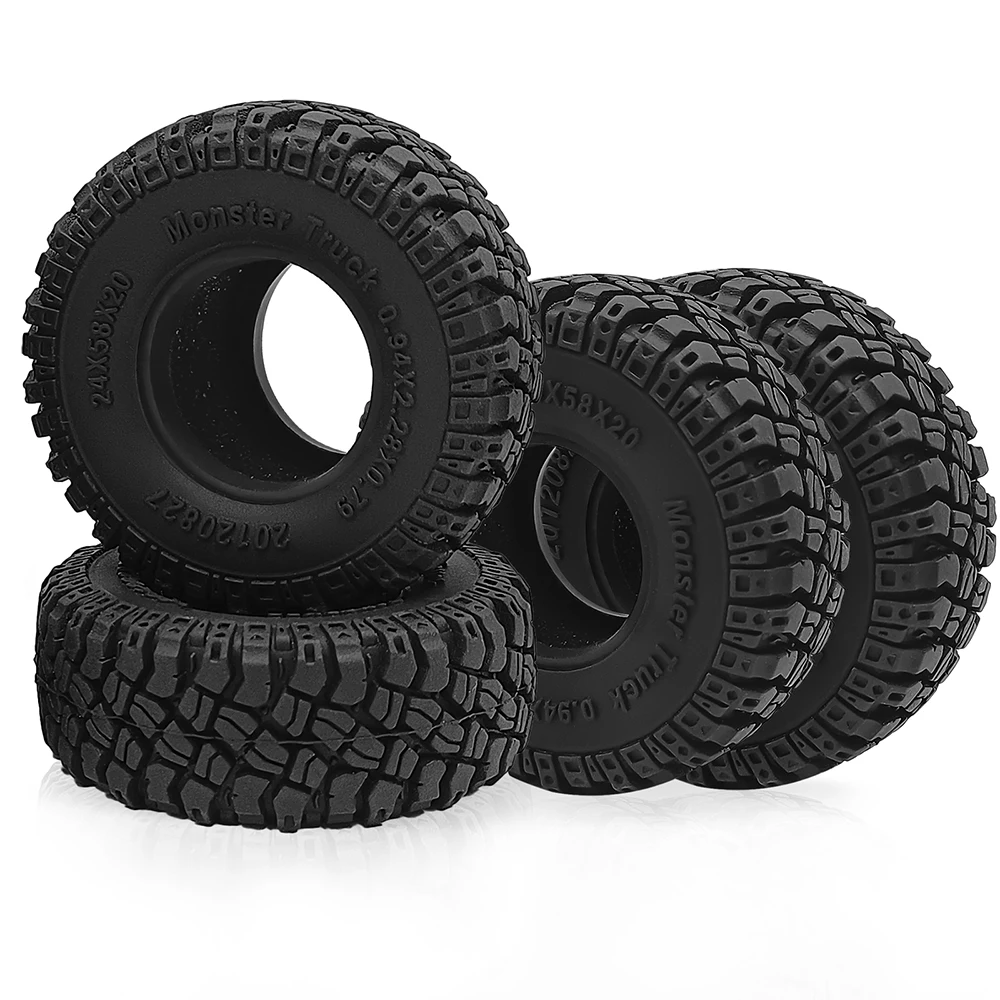 MIBIDAO 4 Stück 1,0 Zoll All-Terrain-Schlamm-Gummi-Radreifen für TRX-4M 1/18 Axial SCX24 1/24 RC Crawler Car Upgrade-Teile – Detail 16