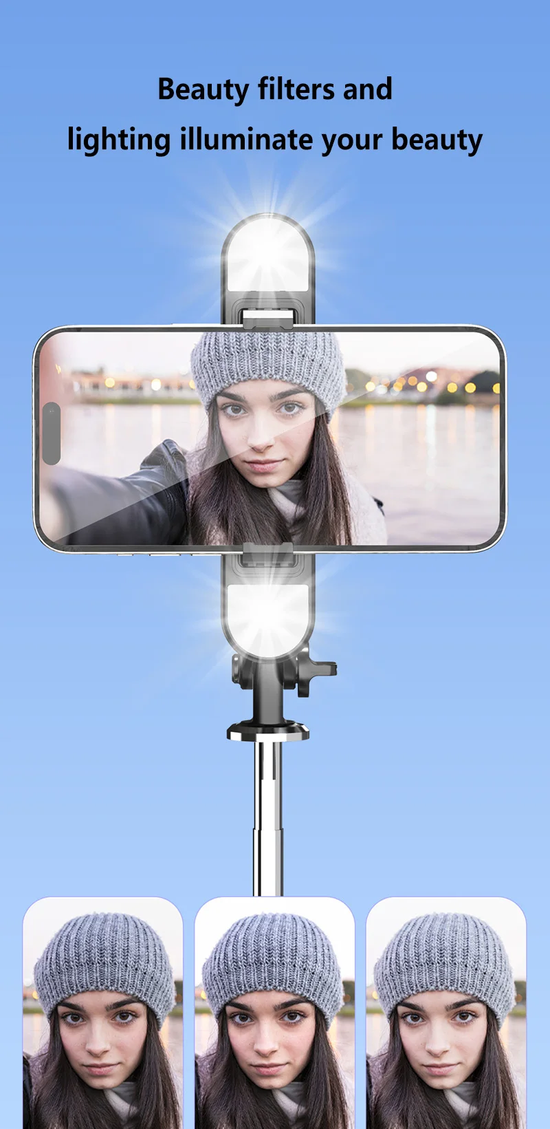 Bluetooth Selfie Stick Stativ Mit Handyhalterung Für Reisen_voghion.com