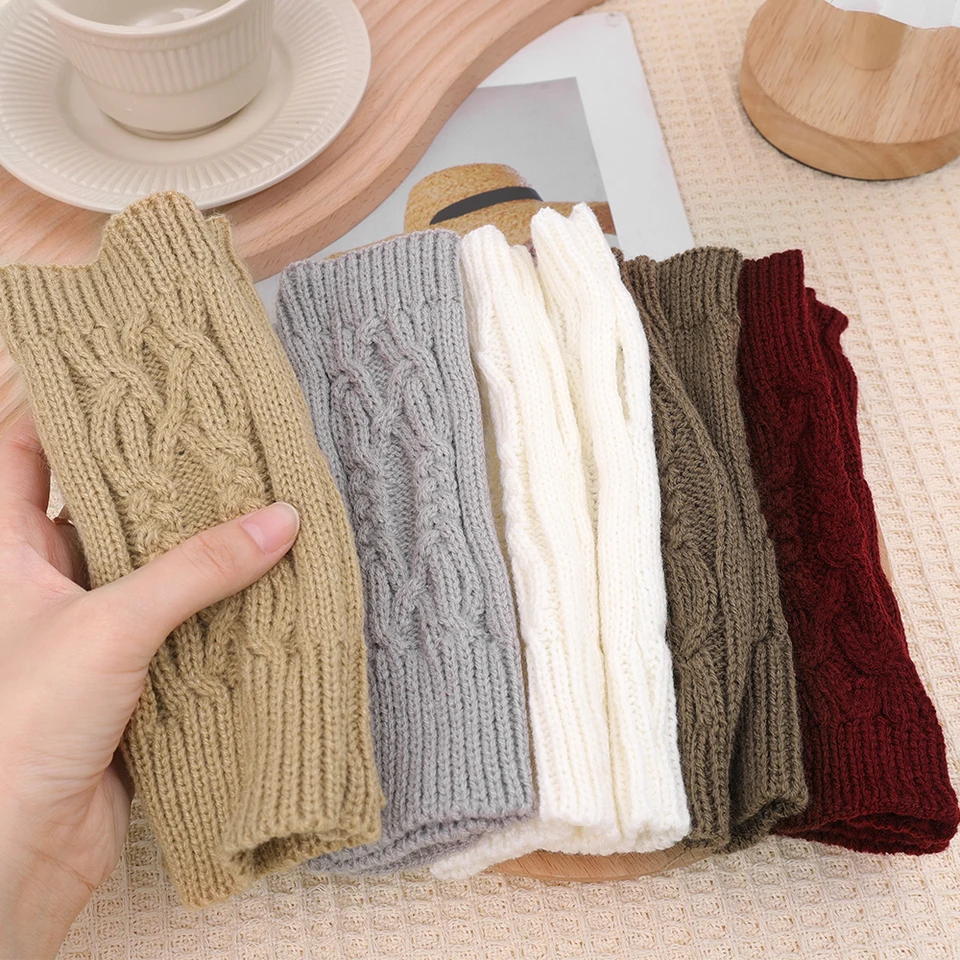 4 Paia Guanti Mezze Dita Donna Invernali - Maglia Elasticizzata Lunga, Caldi, In 4 Colori (Grigio Chiaro, Scuro, Nero, Bordeaux) - 4