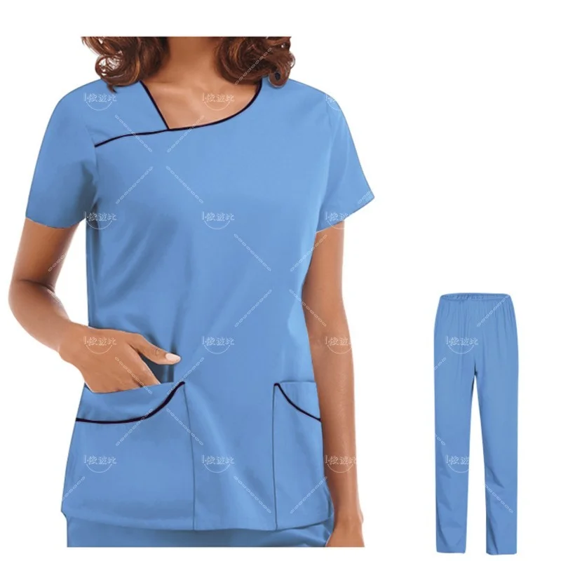 

Womens Thin Scrub set Multicolor Nurse Uniform Hospital Doctor Working Clothes Medical Uniforms Surgical suit Nursing Top Pants