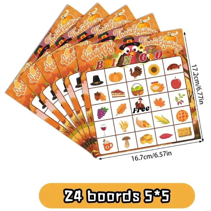 N1HB Festival Thanksgiving Bingo Card Toy Party Game Educational Classroom Activity