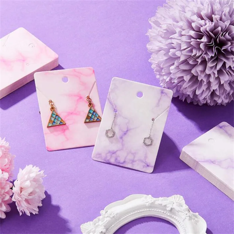 50pcs Marble Jewelry Display Card Holder Label For DIY Necklace
