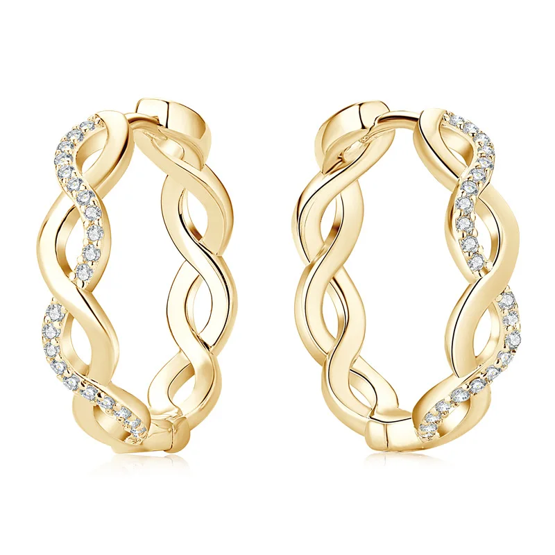 

Iced Out Moissanite Twist Hoop Earrings Women 18k Gold Plated Silver 925 D Color Moissanite Diamond Huggie Earrings Pass Tester