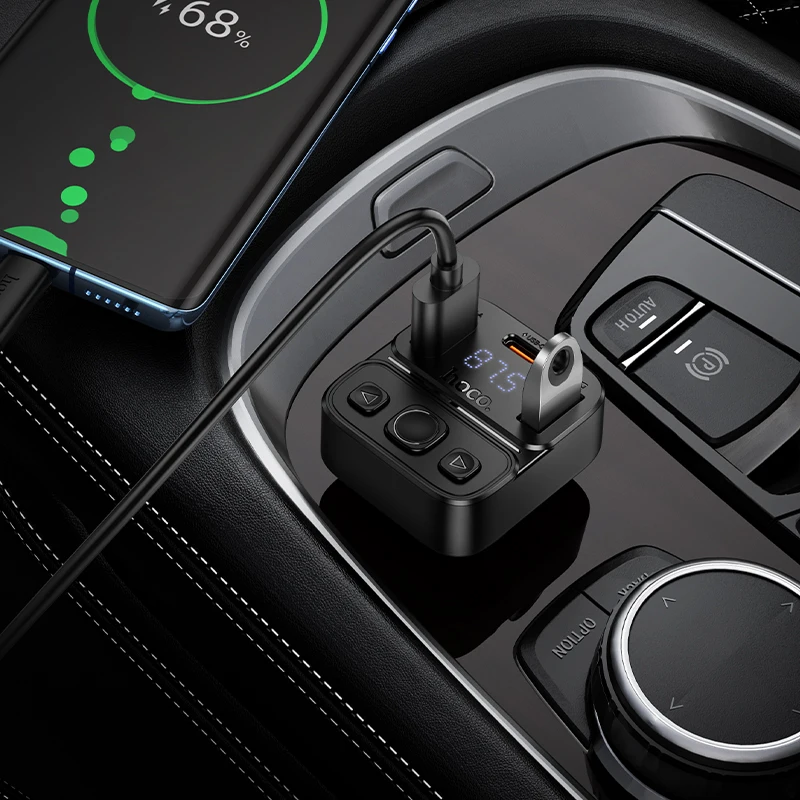 HOCO E87 35W High Power Car FM Transmitter with PD20W & 15W Fast Charging
