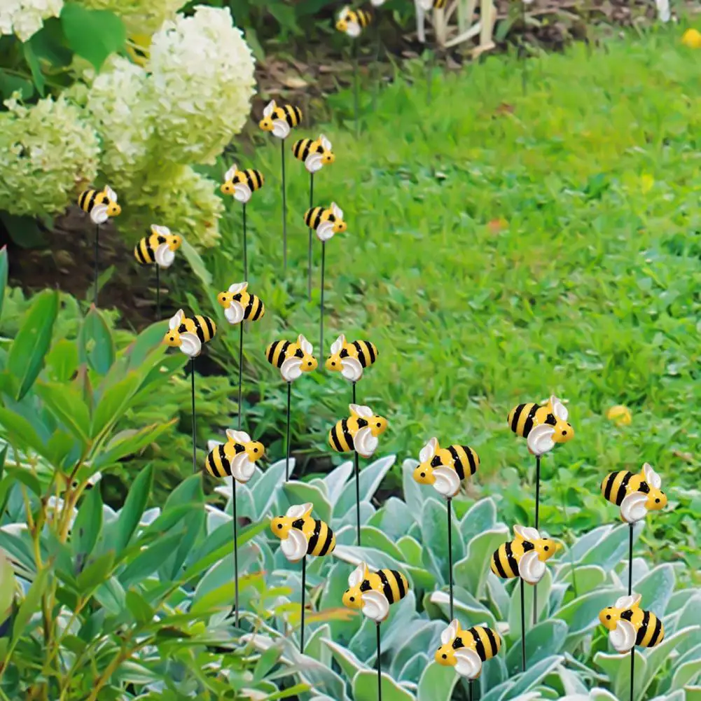 Metal Bee Garden Decoration Decorative Metal Bee Garden Stakes Uv Resistant Waterproof Easy to Install Enhance with Small