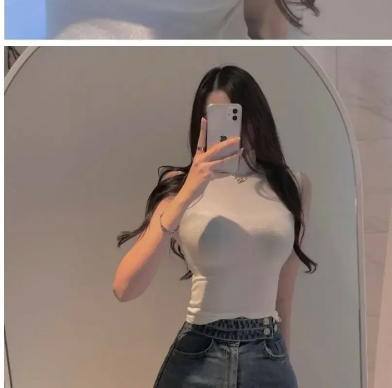 Women's Y2K Vintage Sleeveless Turtleneck Top