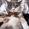 Cute Cat Bow Collar Wool Crocheted Christmas Cats Bowtie Collar Bow Tie Pet Bib for Indoor Cats Kitten and Small Dogs Puppies 3