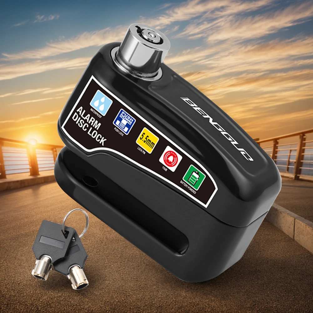 Motorcycle Alarm Wheel Disk Brake Lock with Keys Motorcycle Alarm Brake Rotor Padlock Aluminum Alloy for Bicycle Motor Scooter