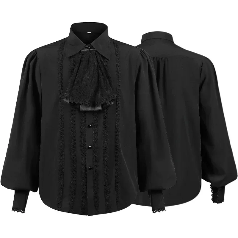 

Men Dress Shirts Long Sleeve Vampire Renaissance Steampunk Gothic Ruffled Vintage Medieval Shirts Men Clothing Chemise Male