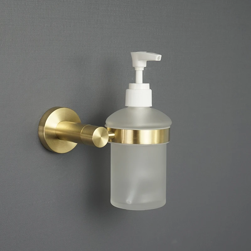 Double Toothbrush Holder Brushed Gold Cup Tumbler Holder Rack Wall Mount Glass Soap Dish Foam Dispanser Bathroom Accessories