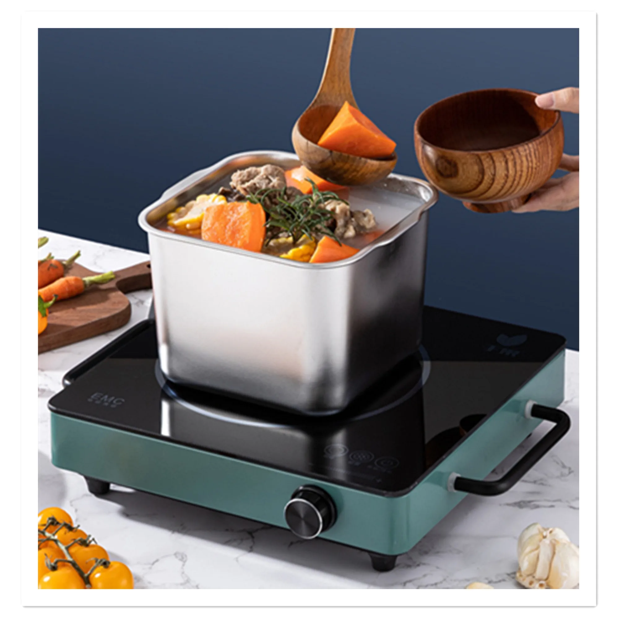 Stainless Steel Square Pig Oil Tank Lid Seasoning Can Flavor Cup Ice Cream Box Pearl Ca