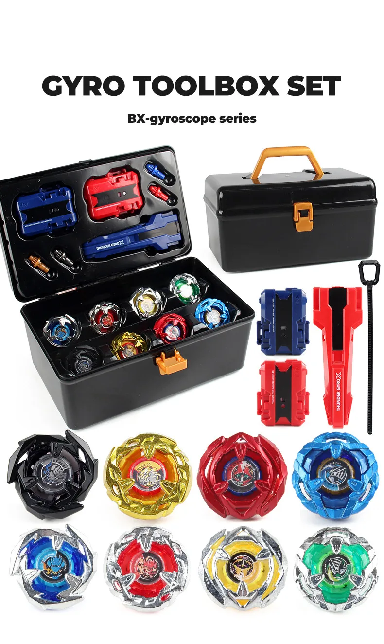 Beyblade Toys 8 PCS BX Bey X with Grip and Launchers Tool box Set