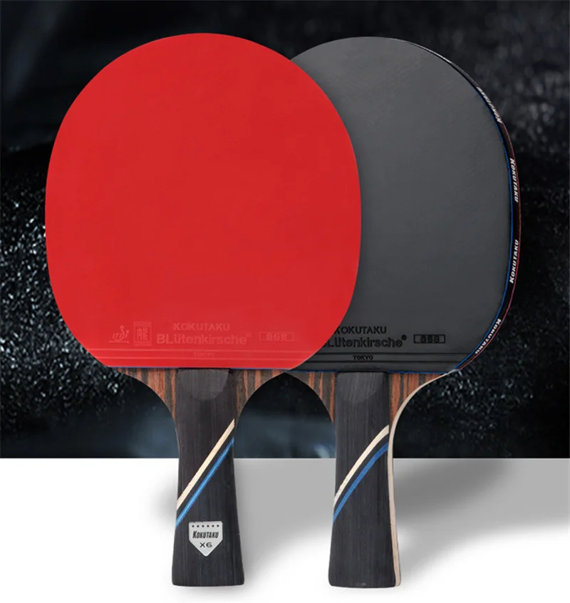 Description Picture 2 of itemKOKUTAKU X6 Star Ping Pong Paddle Advanced 7 Plywood Ebony Carbon Table Tennis Racket Set for Training School Club