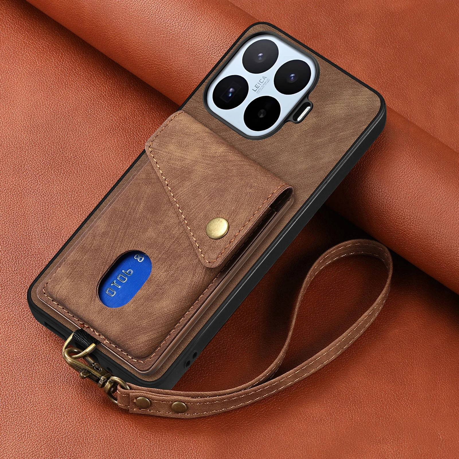 Luxury PU Leather Wallet Phone Case with Magnetic Closure and Card Holder - Shockproof Lanyard Design