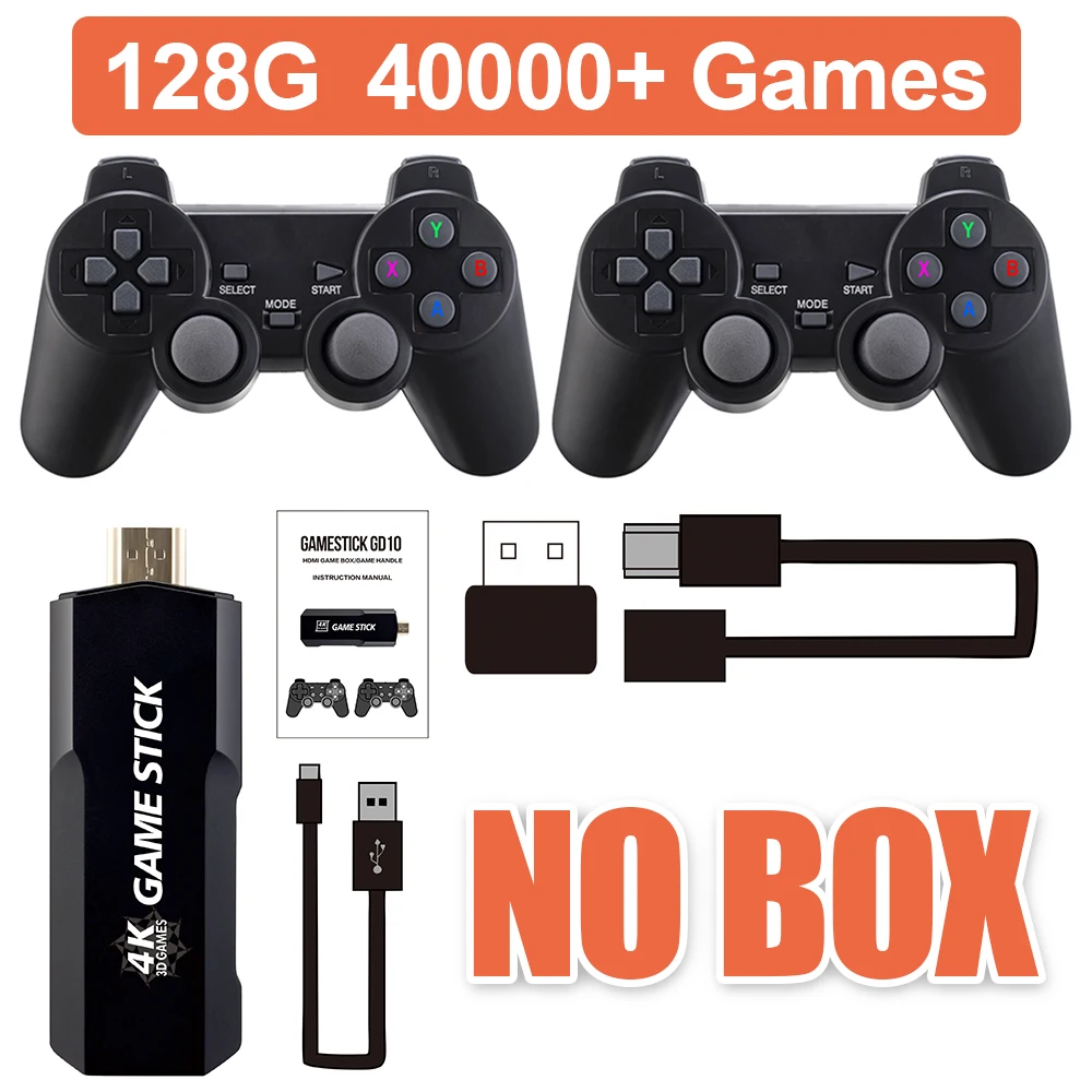 4K Game Stick Retro Game 128G 40000 Console Di Gioco Console Per Videogiochi Hd Controller Wireless 2.4G Per Psp Ps1 Gba Miglior Regalo