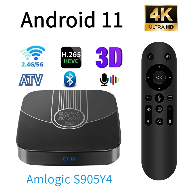 Android 11 M98 Max Smart TV Box Amlogic S905Y4 Supports 4G 5G Dual Wi-Fi BT 5.0 100M LAN ATV TV HD 4K 3D tv box Iptv m98 tv box android 11 amlogic s905y4 support dual wifi 4g 5g bt 5 0 atv hd 4k 3d av1 2gb 64gb smart box