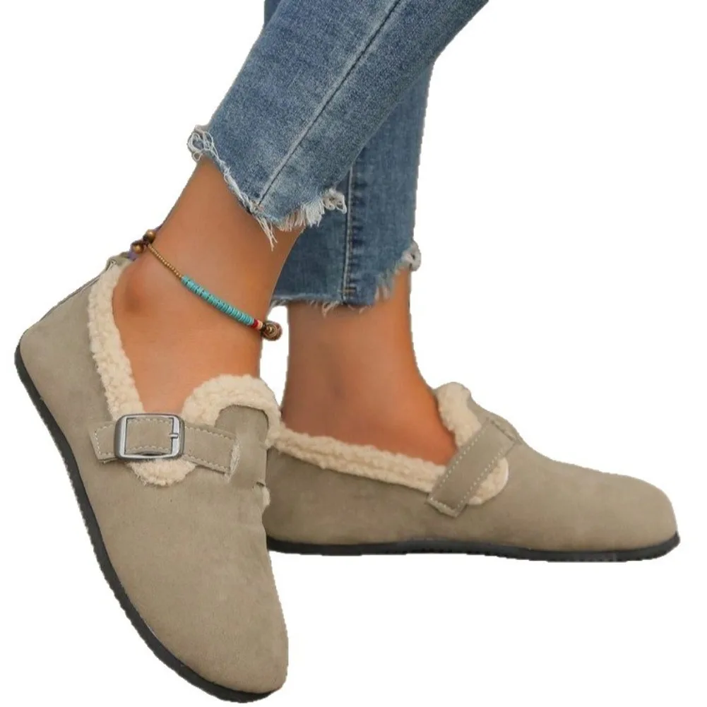 Autumn Winter Women Flats Shoes Casual Flat Shoes Women Soft Fashion Comfort Loafers Warm Plush Slip on Cotton Shoes Female