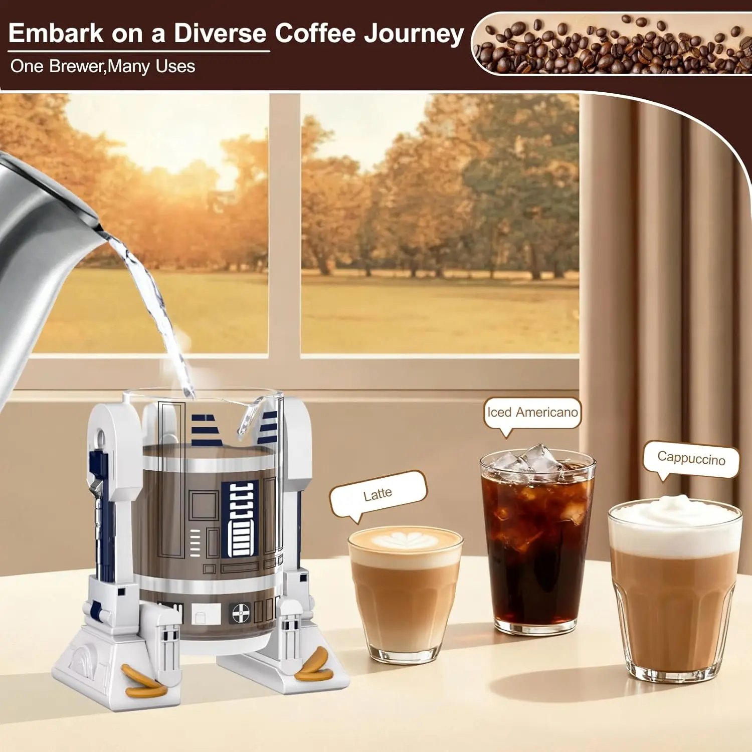 French Press Coffee Maker 32oz, Stainless Steel Insulated Coffee Press with Filter Screen for Hot Tea - Image 4