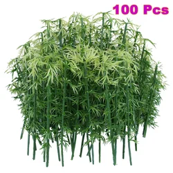 Set of 100 Plastic Miniature Bamboo Plants for DIY Train Architecture and Landscape Decor (Assorted Sizes) (10CM)