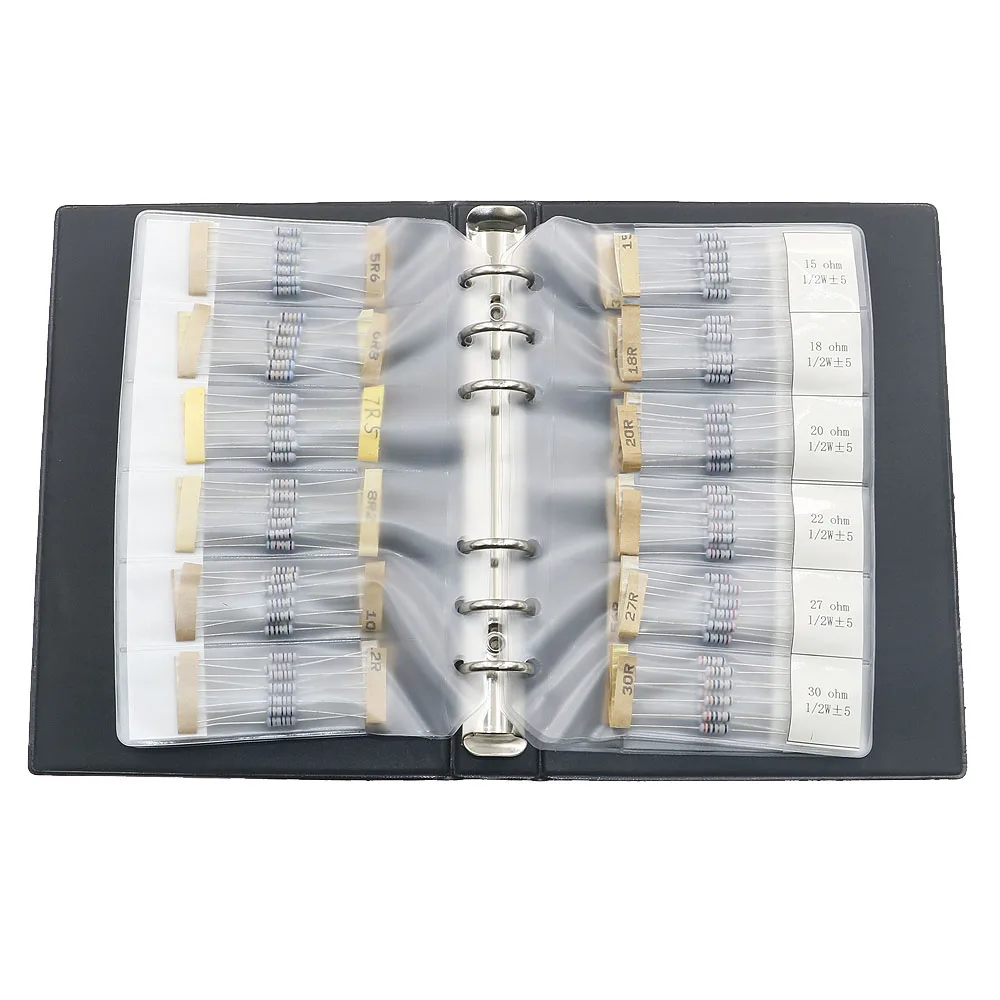 퓨즈 권선 저항기 샘플 북 모듬 키트, 0.1ohm, 0.15R, 0.18R, 0.2R, 0.22R, 0.33R, 0.47R, 10R, 22R, 33R, 47R, 51R, 82R, 100R, 1W