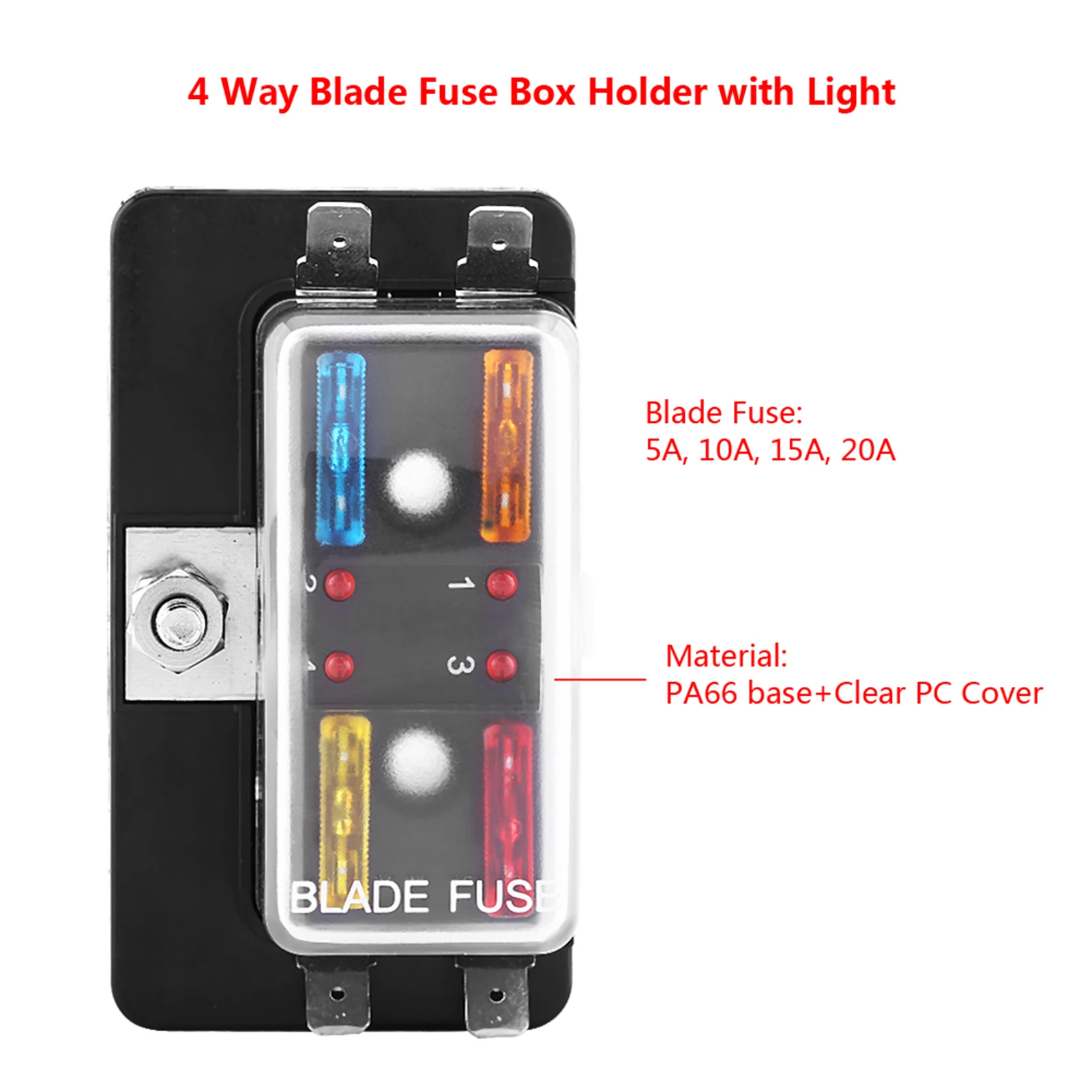 Fuse Box Holder 1Pcs 4 Way Mini Blade Fits automotive electronic field electrical devices cars modified cars buses boats