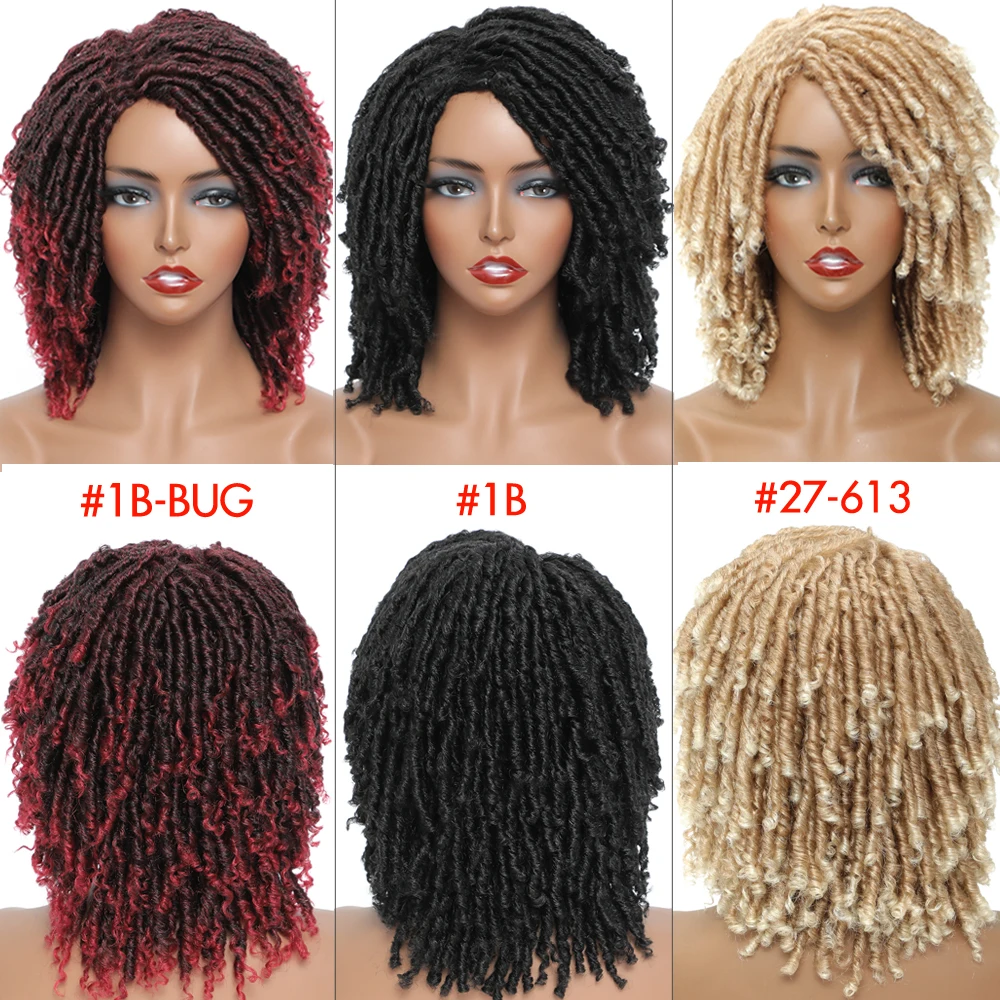 Short Faux Locks Wig for Black Women 6inch Soft Locs Crochet Wigs 1B 27 30 BUG# Faux Locs Braided Wigs perruque tresse africaine