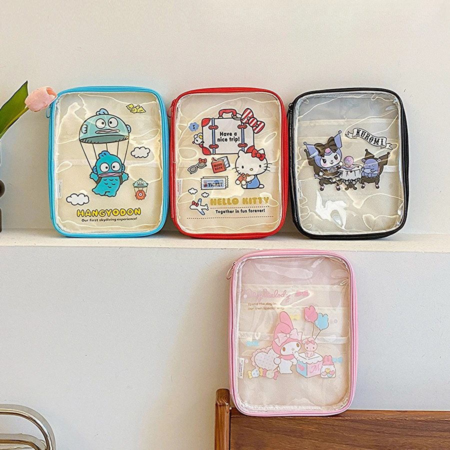 

Sanrio Hello Kitty My Melody Kuromi Makeup Bag Girl Cartoon Portable Travel Storage Bag Cute Transparent PVC Waterproof Handbag