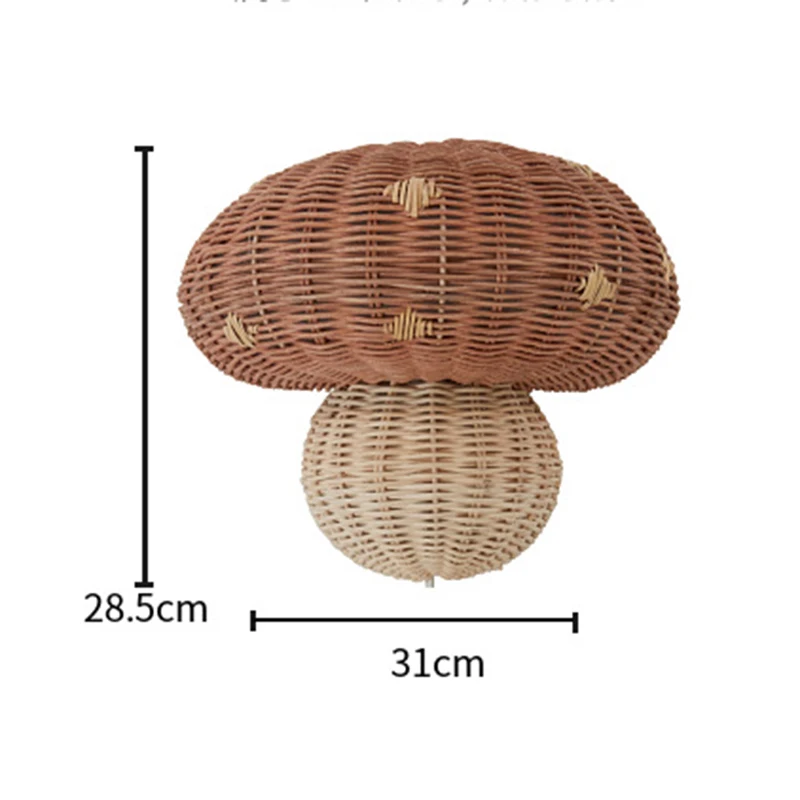 Nordic Style Children's Room Wall Lamp Handmade Rattan Mushroom Shape Wall Mounted Decor Lamp