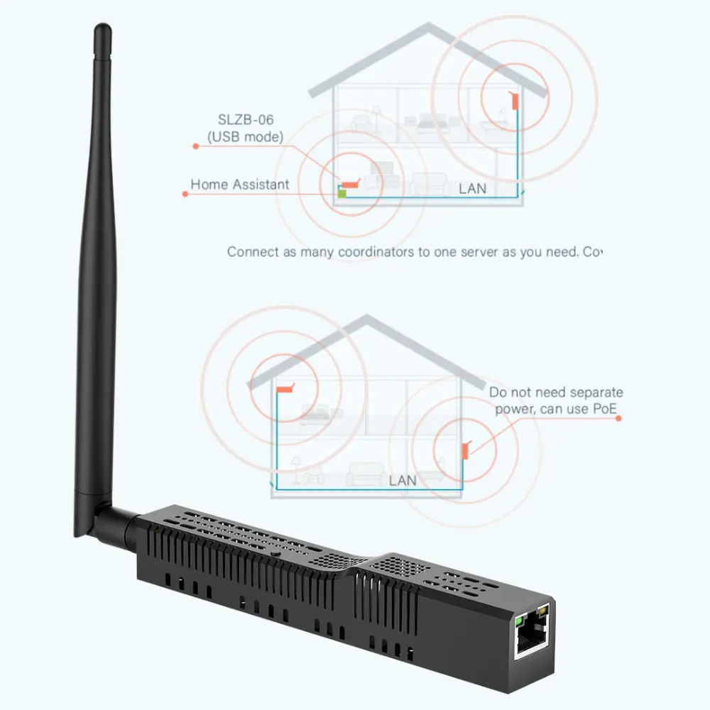 PoE 지원이 포함된 Zigbee-이더넷 SMLIGHT SLZB-06 USB 및 WiFi microUSB-typeC 어댑터는 Home Assistant Zigbee2MQTT ZHA에서 작동합니다.