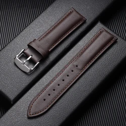Premium Calfskin Leather Soft Casual Watch Band - 22mm (Brown)