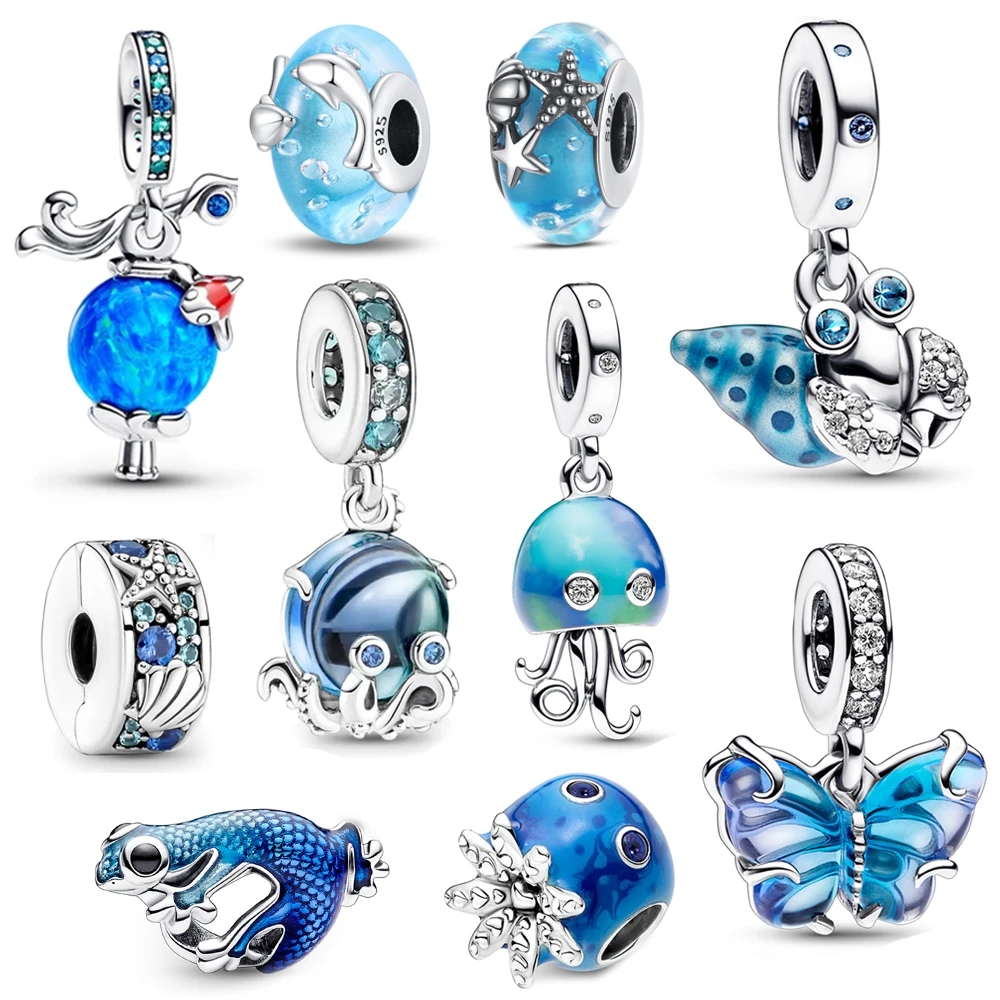 Colgante De Mariposa De Cristal De Murano Azul Para Mujer