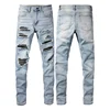 Fashion Men's High Street Jeans with Appliqué, Hand-Sanded, Ripped, Slim Fit and Slimming Trendy Brand Ankle-Length Jeans 1