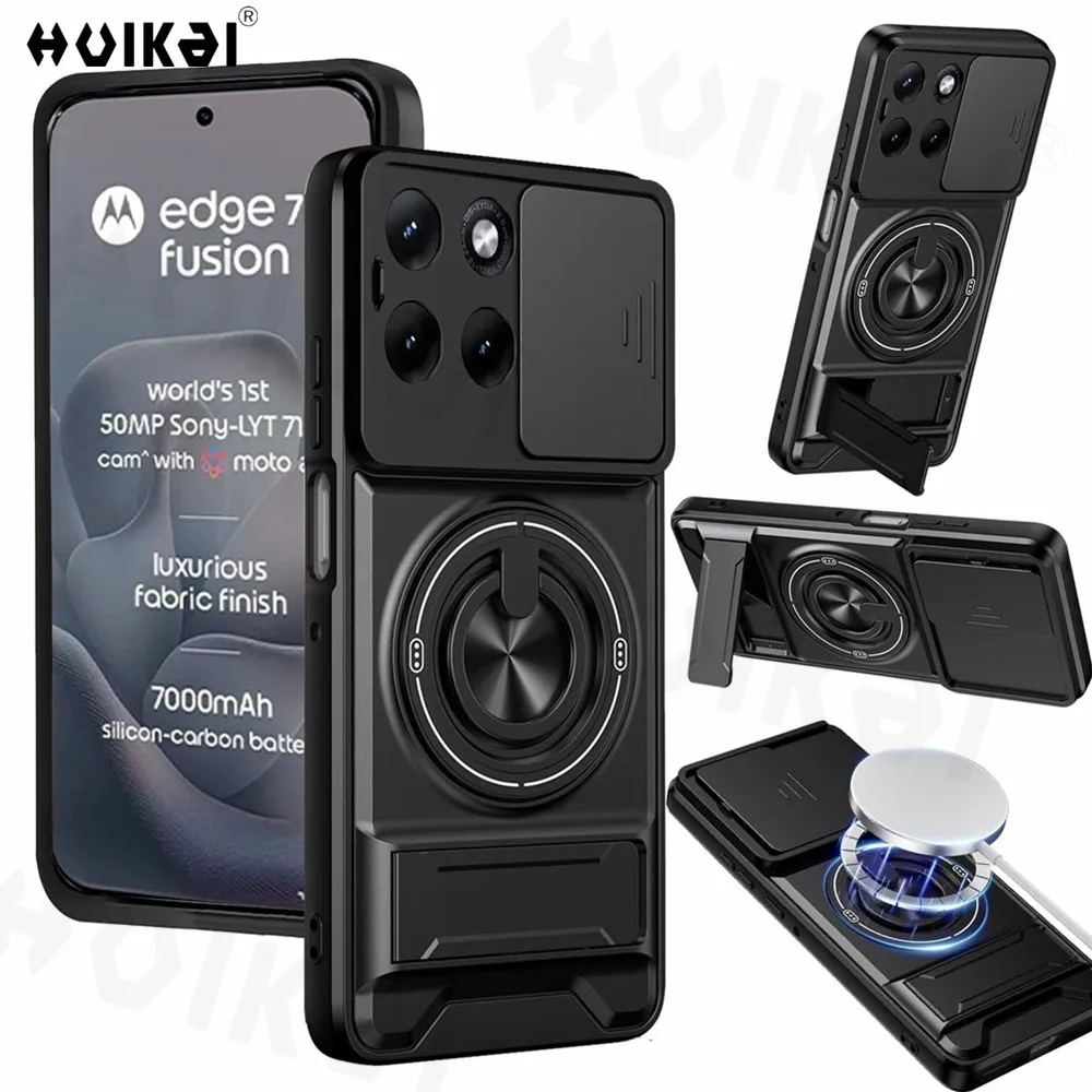 Shockproof Magnetic Case with Slide Camera Protection and Upright Kickstand