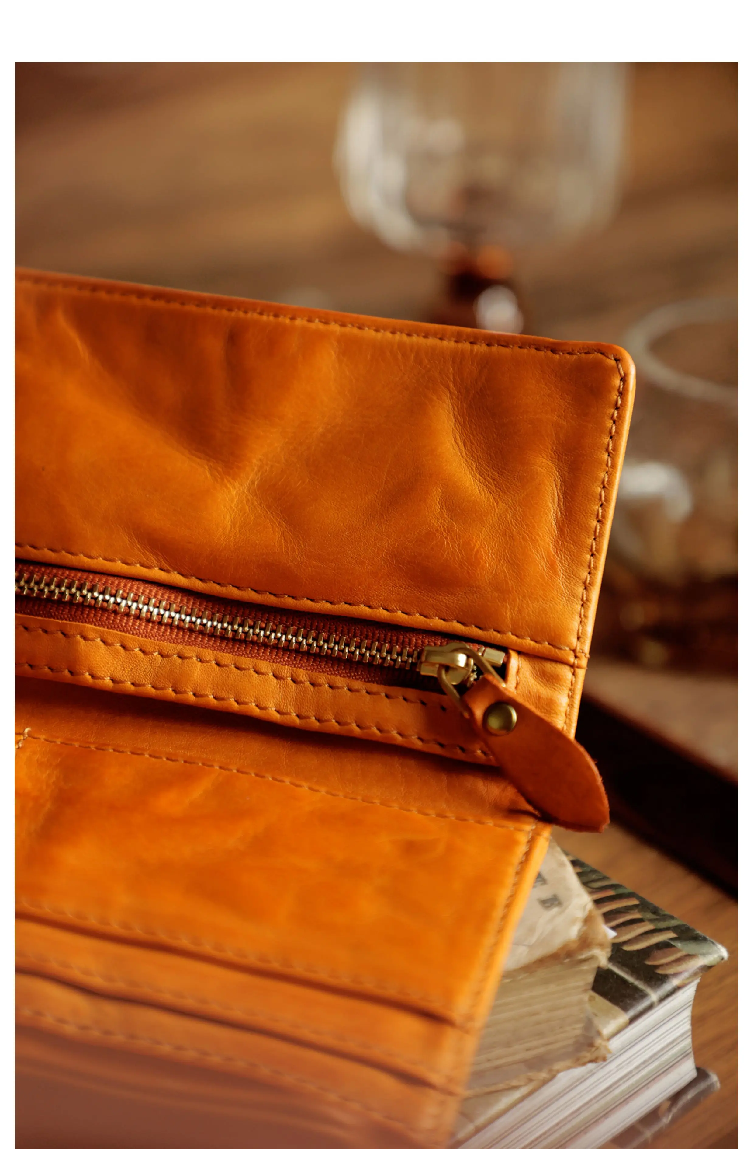PNDME einfache handgemachte hochwertige echtes Leder Männer Frauen multifunktionale lange Brieftasche Rindsleder Multi-Karte Telefon Geldbörse – Detail 27
