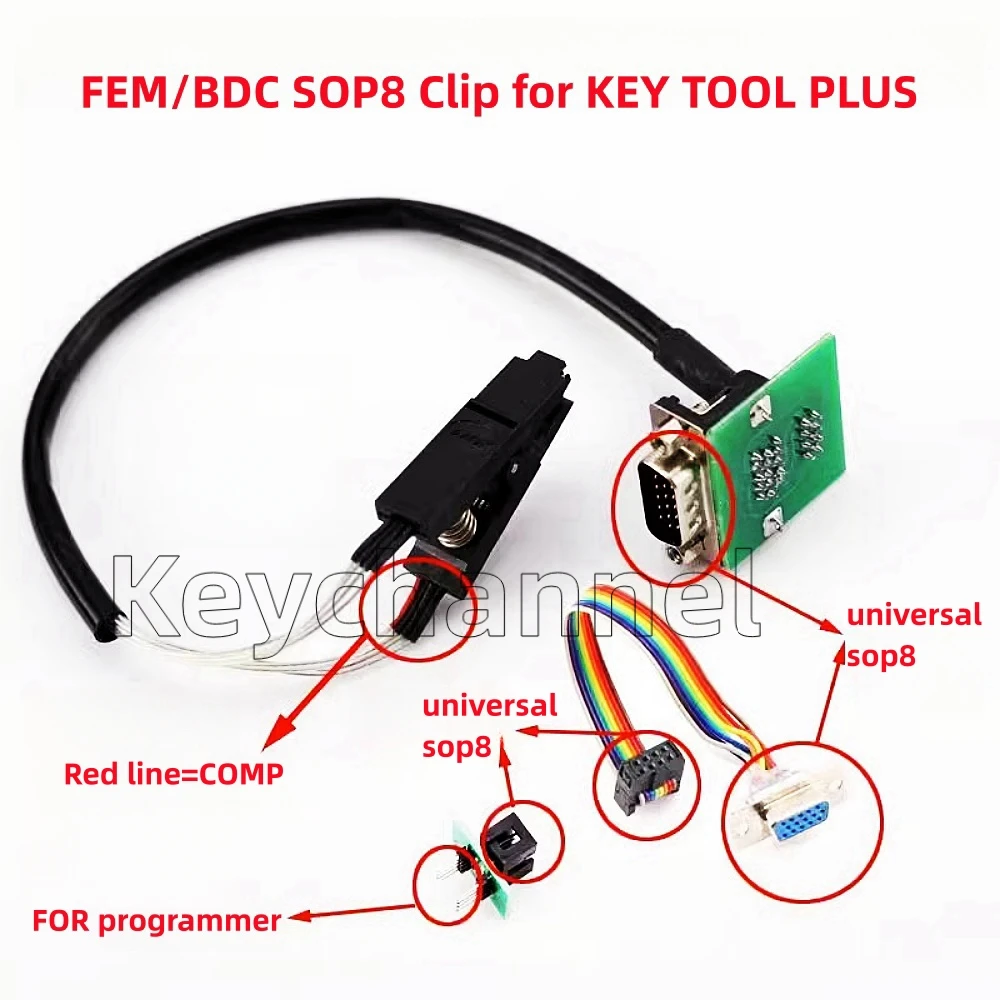 Адаптер keychannel FEM BDC, универсальный зажим SOP8 для инструмента ключей Xhorse Plus VVDI PROG CGDI ACDP для x1 x3 x5 x6 3 серии, ключевая программа