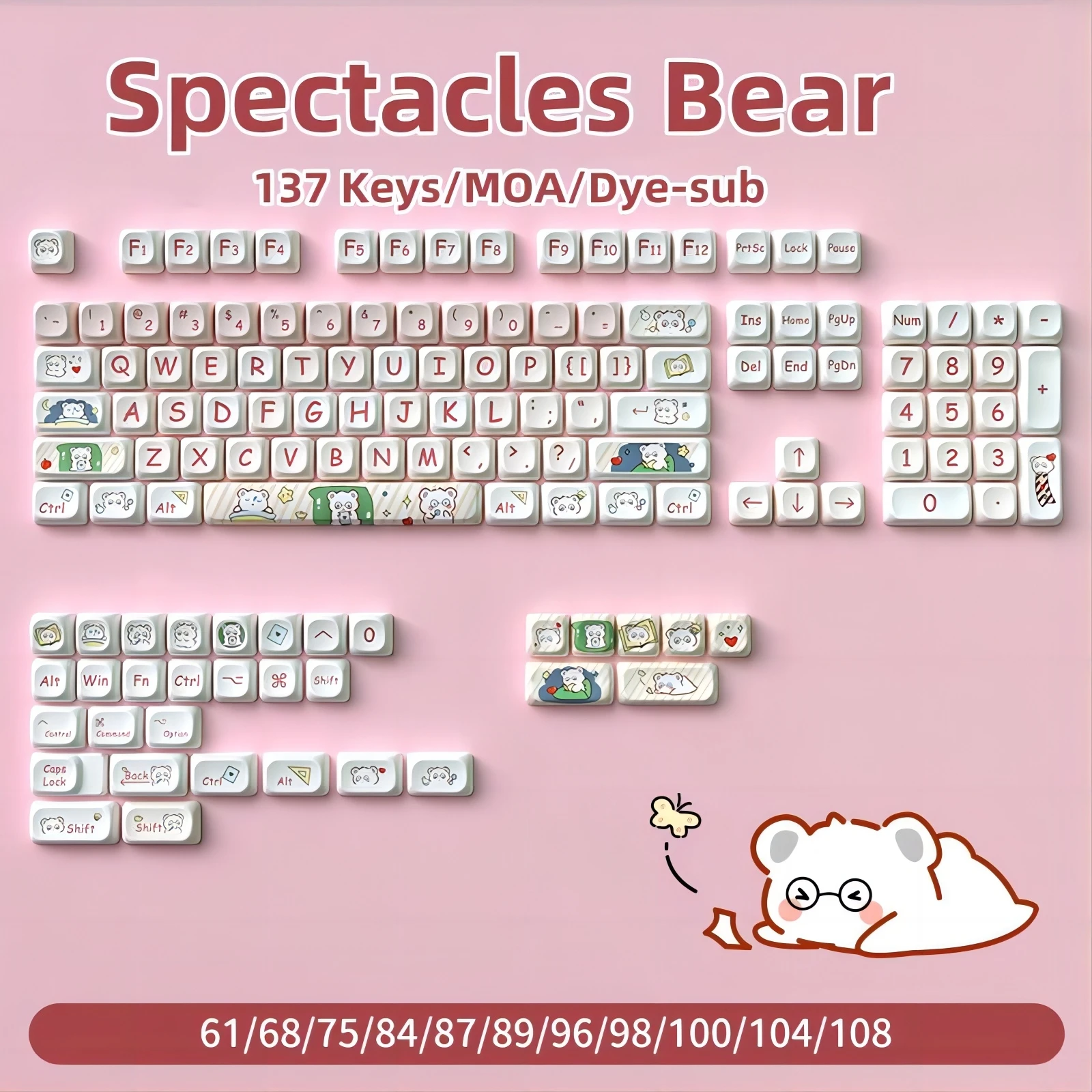 HOMSFOU Keycap Traslucido Per Tastiera Meccanica, Tasti Backspace E Invio Illuminati, Design Personalizzato - 3