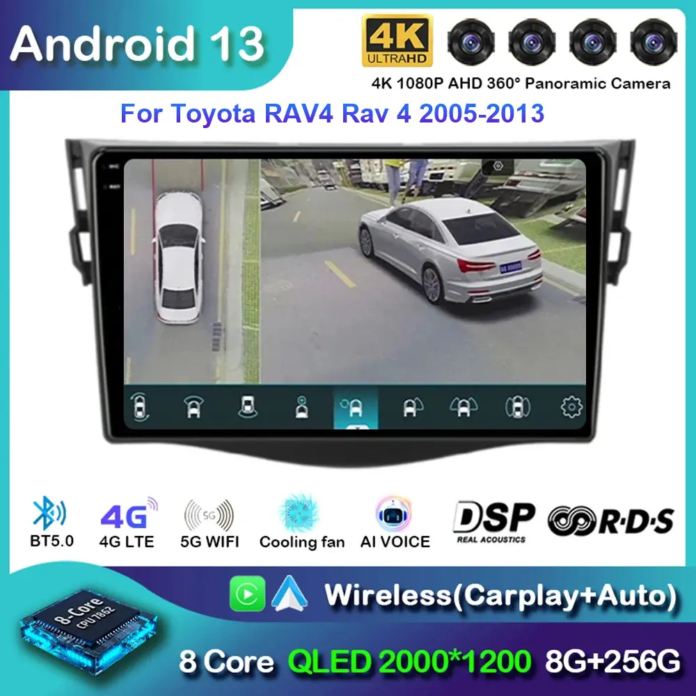 

Android 13 Car Radio For Toyota RAV4 Rav 4 2005-2013 Multimedia Video Player 2Din Carplay DSP Navigation GPS 4G Net WIFI Stereo