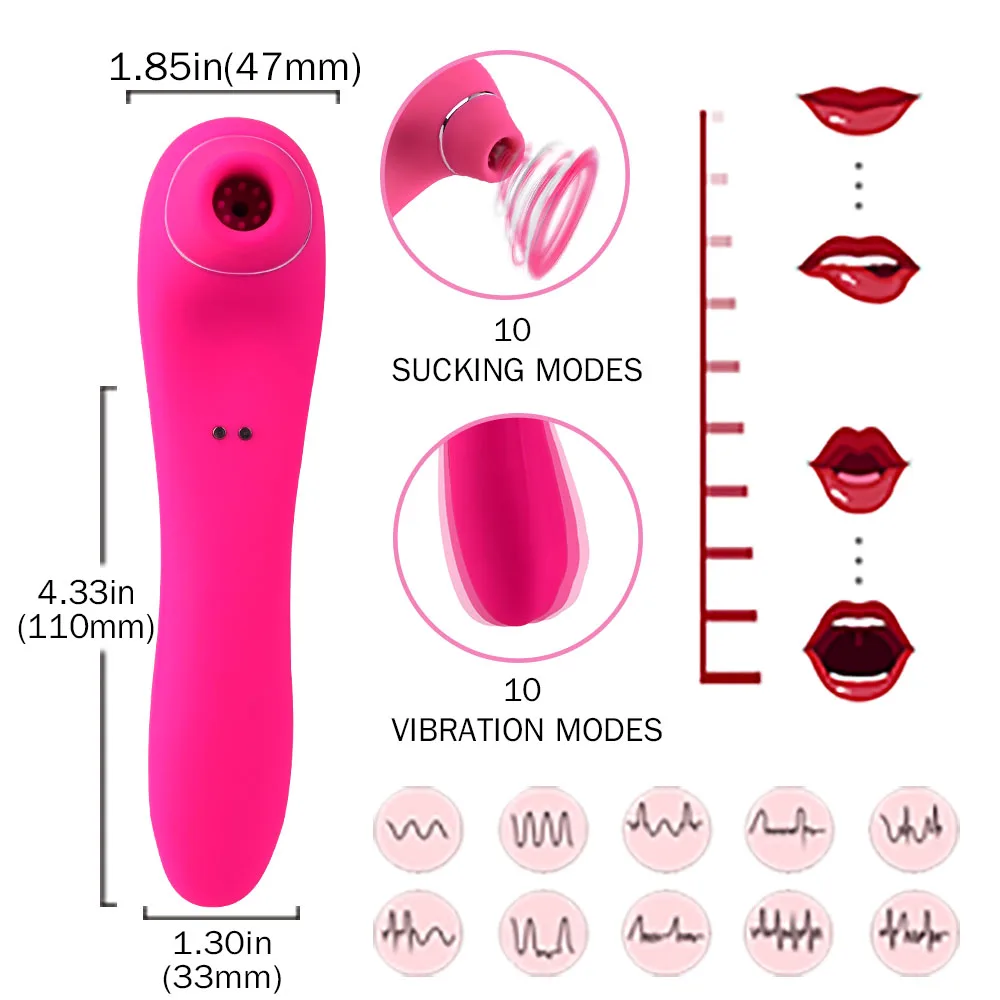 Clitoral Sucking Vibrator G Spot Stimulator Clit Dildo Vibrator Suction & Vibration Patterns Waterproof Oral Sex Toys for Woman