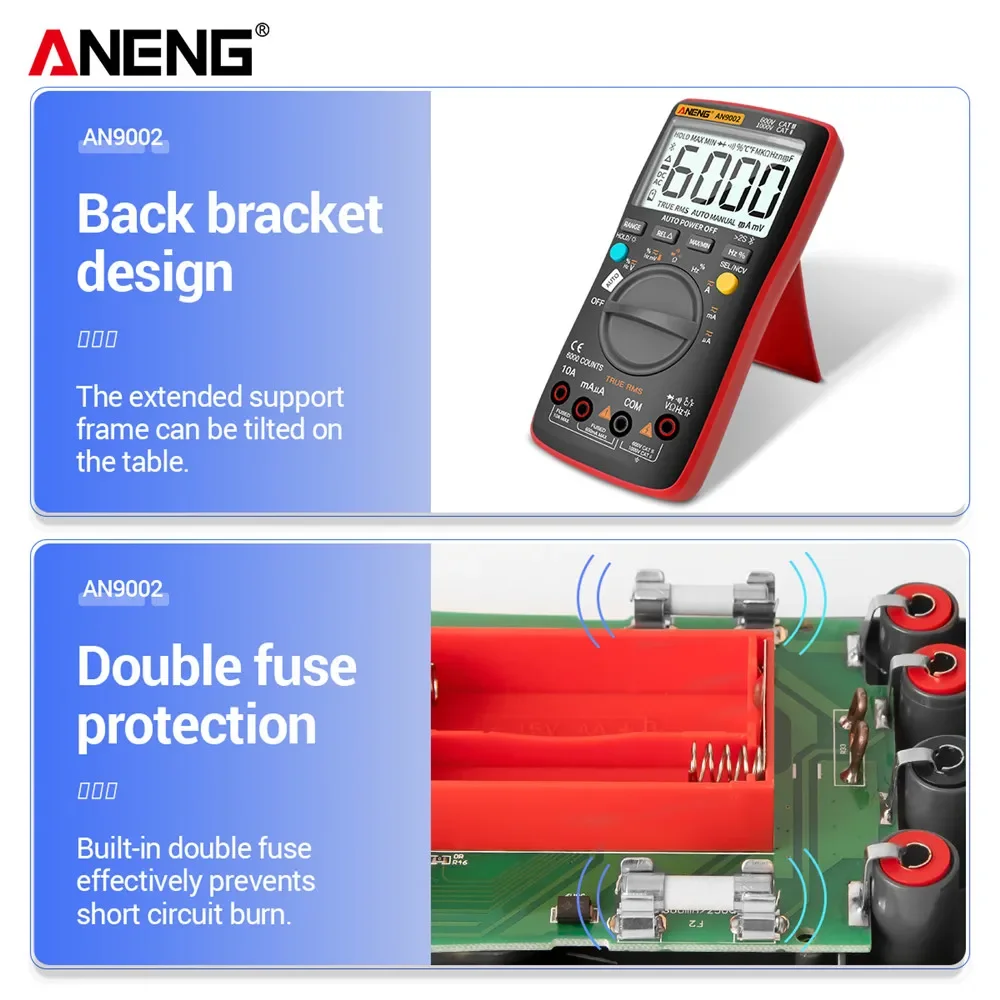 ANENG AN9002 Bluetooth Digital Multimeter 6000 Counts True RMS Professional Multimetro Auto-Range AC/DC Current Voltage Tester digital multimeter,multimeter tester,analog multimeter