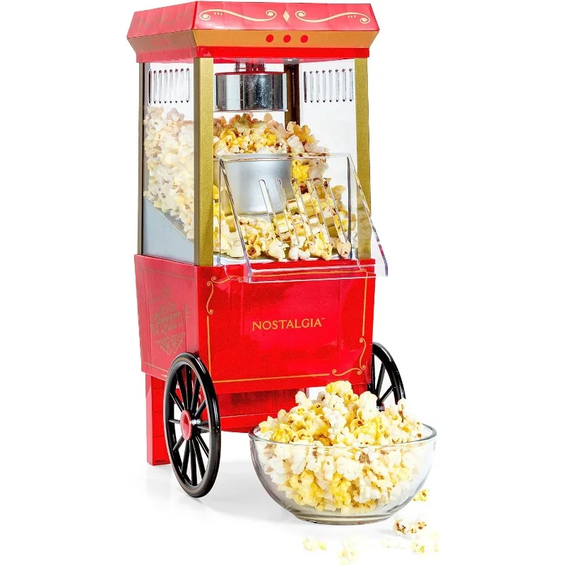 

Nostalgia Popcorn Maker, 12 Cups, Hot Air Popcorn Machine with Measuring Cap, Oil Free, Vintage Movie Theater Style, Red
