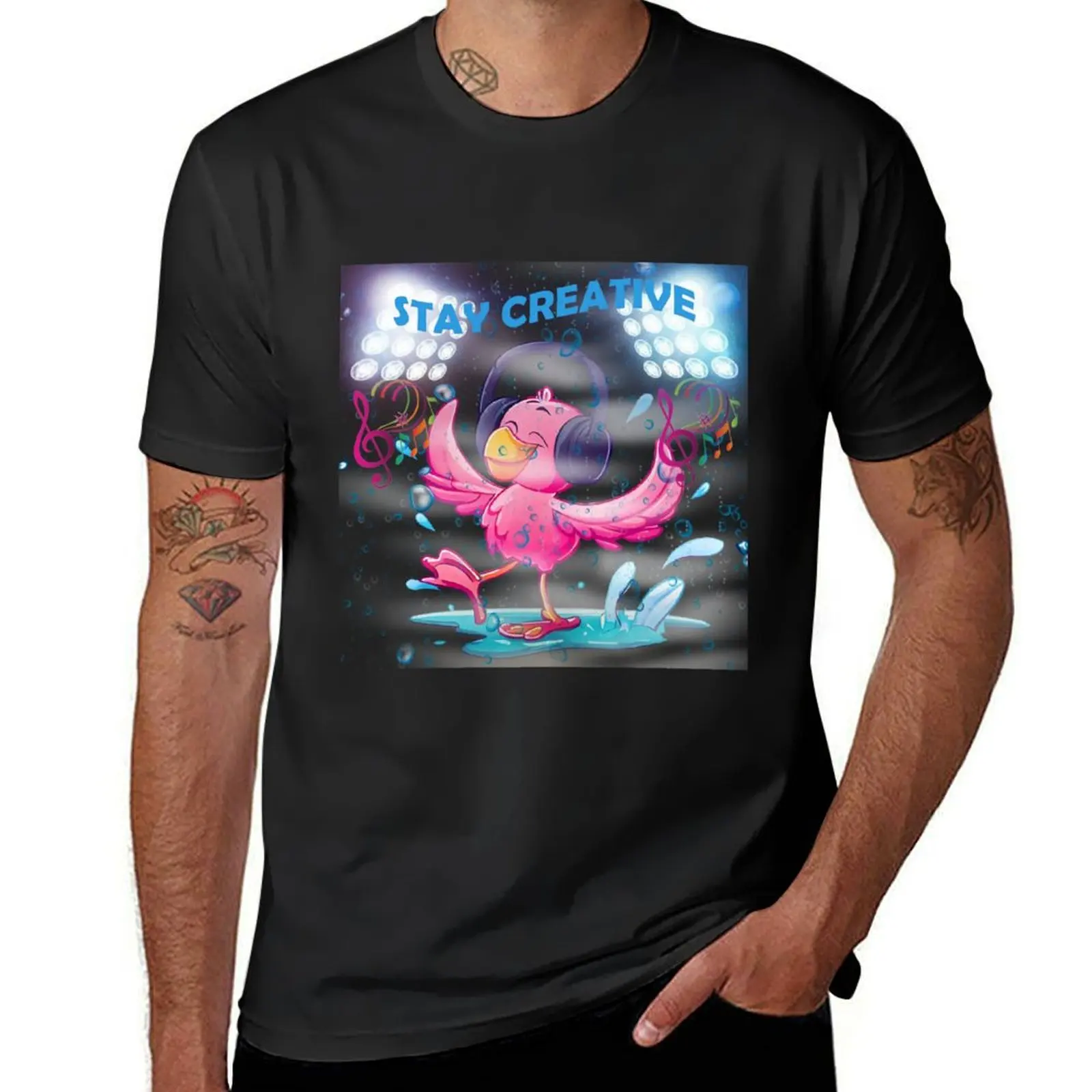 

Stay creative. Dancing flamingo in a puddle T-shirt summer clothes Blouse anime mens big and tall t shirts